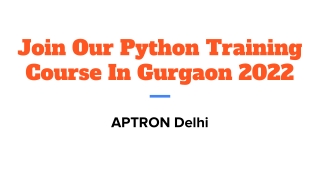 Join Our Python Training Course In Gurgaon 2022