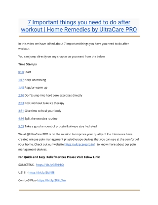 7 Important things you need to do after workout _ Home Remedies by UltraCare PRO