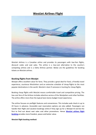 WestJet Airlines Flight