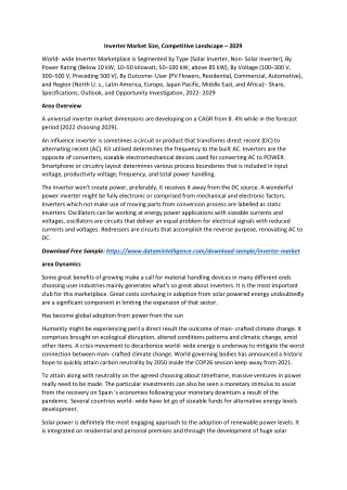 Inverter Market Size, Competitive Landscape – 2029