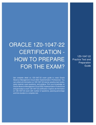 Oracle 1Z0-1047-22 Certification - How to Prepare for the Exam?