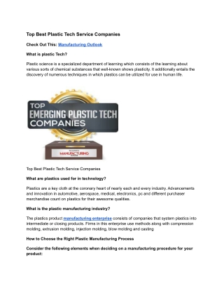Top Best Plastic Tech Service Companies