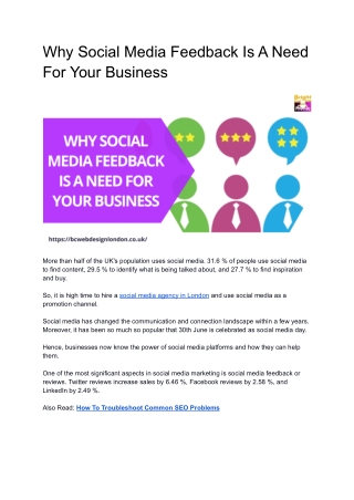 Why Social Media Feedback Is A Need for Your Business