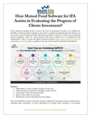How Mutual Fund Software for IFA Assists in Evaluating the Progress of Clients Investment