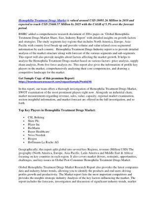 Hemophilia Treatment Drugs Market
