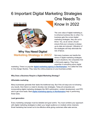 6 Reasons you need Digital Marketing Strategy in 2022