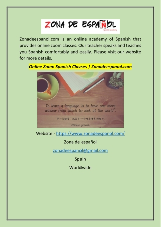 Online Zoom Spanish Classes  Zonadeespanol.com