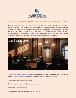 ARE YOU LOOKING FOR THE BEST CIVIL LITIGATION TRIAL COURT LAWYER