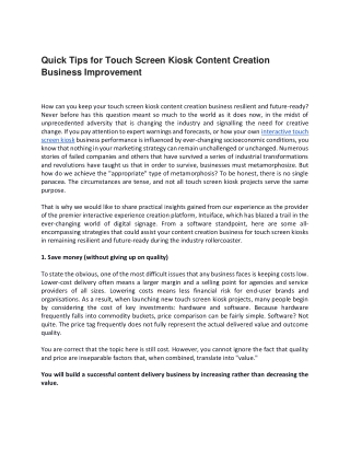 Quick Tips for Touch Screen Kiosk Content Creation Business Improvement