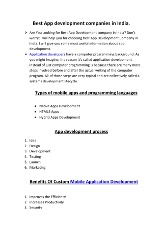 Best App development companies in India