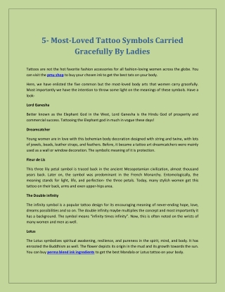 5- Most-Loved Tattoo Symbols Carried Gracefully By Ladies