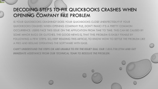 A quick way to resolve QuickBooks Crashes when Opening Company File issue