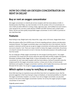 How do I find an oxygen concentrator on rent in Delhi?