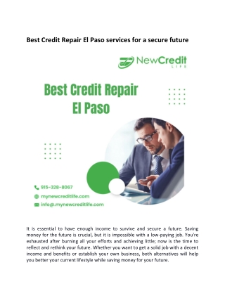 Best Credit repair El Paso services for a secure future