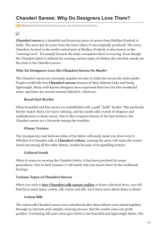 Chanderi Sarees Why Do Designers Love Them