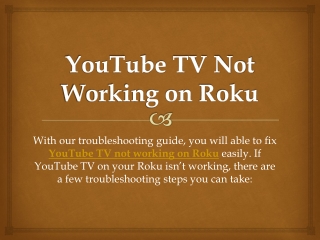 YouTube TV Not Working on Roku