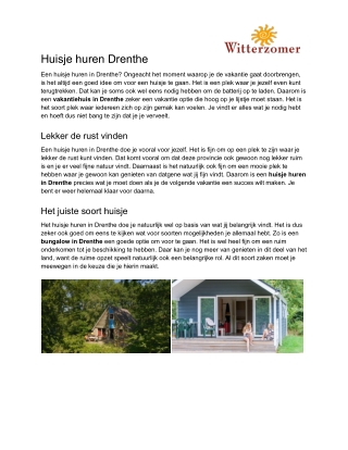 Huisje huren Drenthe