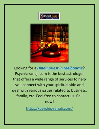 Hindu Priest In Melbourne | Psychic-ranaji.com