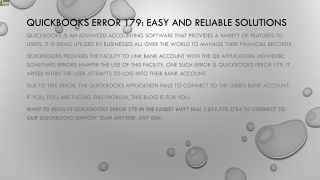 Proper guide to resolve QuickBooks error 179 quickly