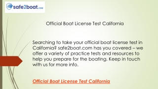 Official Boat License Test California  Safe2boat.com