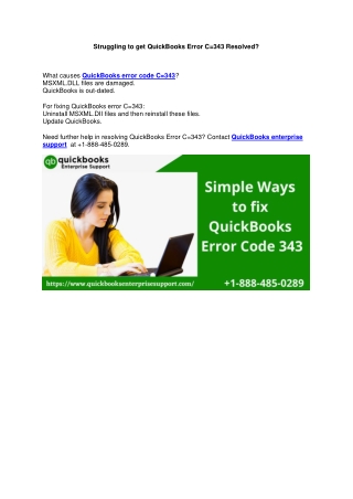 Struggling to get QuickBooks Error C=343 Resolved