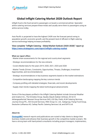 2021 Inflight Catering Industry Global Analysis Report