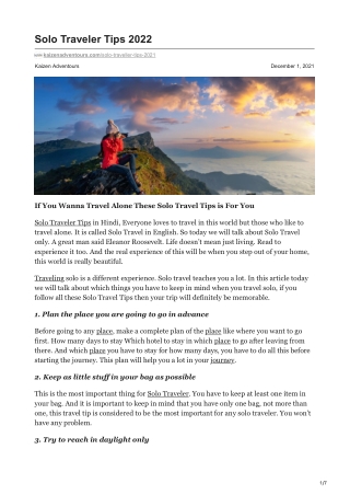 Solo Traveler Tips 2022