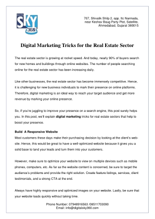 Digital Marketing Tricks for the Real Estate Sector