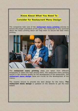 Know About What You Need To Consider for Restaurant Menu Design