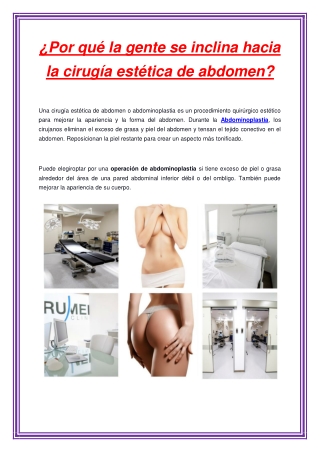 ¿Por qué la gente se inclina hacia la cirugía estética de abdomen