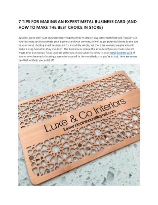 7 TIPS FOR MAKING AN EXPERT METAL BUSINESS CARD (AND HOW TO MAKE THE BEST CHOICE IN STORE)