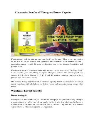 6 Impressive Benefits of Wheatgrass Extract Capsules