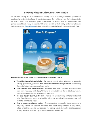 Buy Dairy Whitener Online at Best Price in India