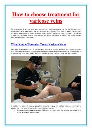 How to choose treatment for varicose veins