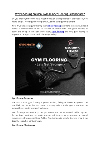 Why Choosing an Ideal Gym Flooring is Important