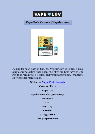 Vape Pods Canada | Vapeluv.com