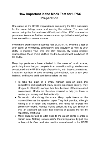 How Important is the Mock Test for UPSC Preparation