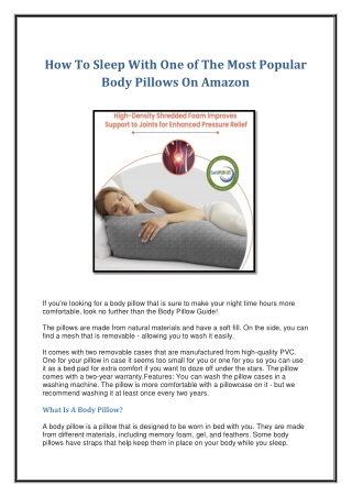 How To Sleep With One of The Most Popular Body Pillows On Amazon