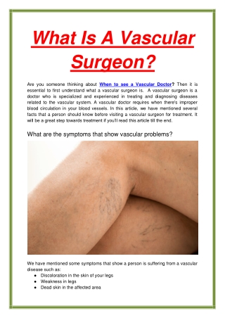 What Is A Vascular Surgeon