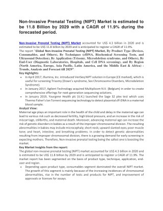 Non-Invasive Prenatal Testing (NIPT) Market