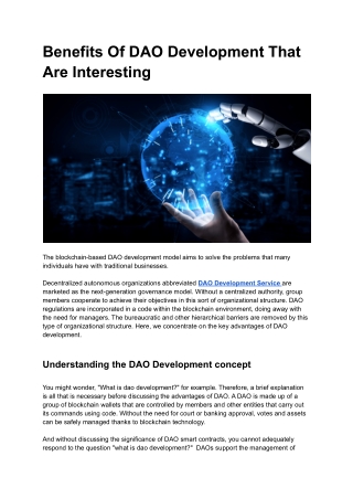 Benefits Of DAO Development That Are Interesting
