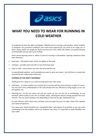 WHAT YOU NEED TO WEAR FOR RUNNING IN COLD WEATHER