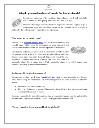 Why do you need to choose Emerald Cut Eternity Bands