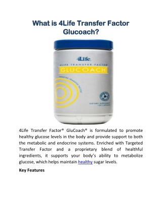 What is 4Life Transfer Factor Glucoach?