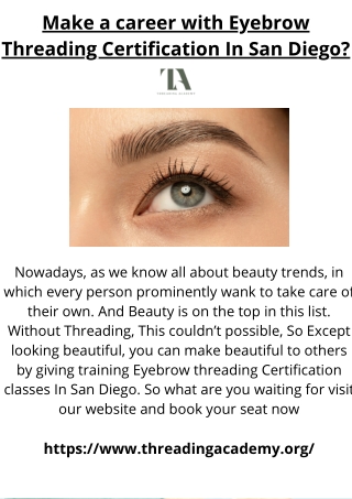 Make a career with Eyebrow Threading Certification In San Diego
