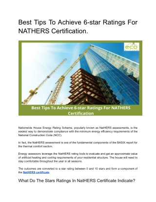 Best Tips To Achieve 6-star Ratings For NATHERS Certification