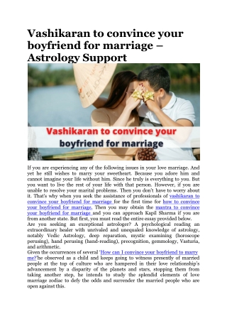 Vashikaran to convince your boyfriend for marriage – Astrology Support