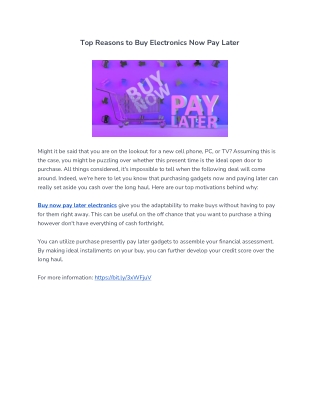 Top Reasons to Buy Electronics Now Pay Later