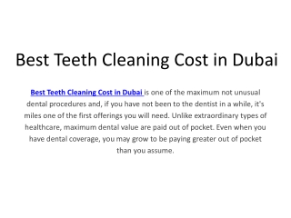 Best Teeth Cleaning Cost in Dubai