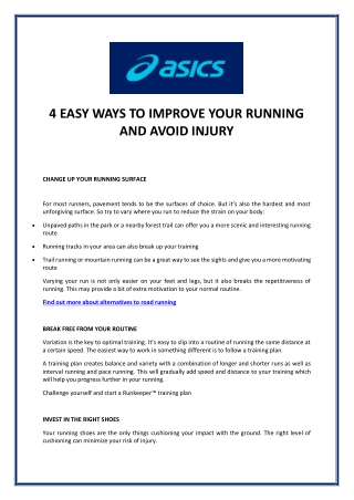 4 EASY WAYS TO IMPROVE YOUR RUNNING AND AVOID INJURY